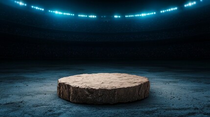 Stone Podium in Stadium with Spotlight, Presentation , product display
