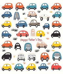 Happy Father's Day poster background with colorful cars