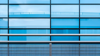 Obraz premium Modern Building Facade With Blue Glass Windows