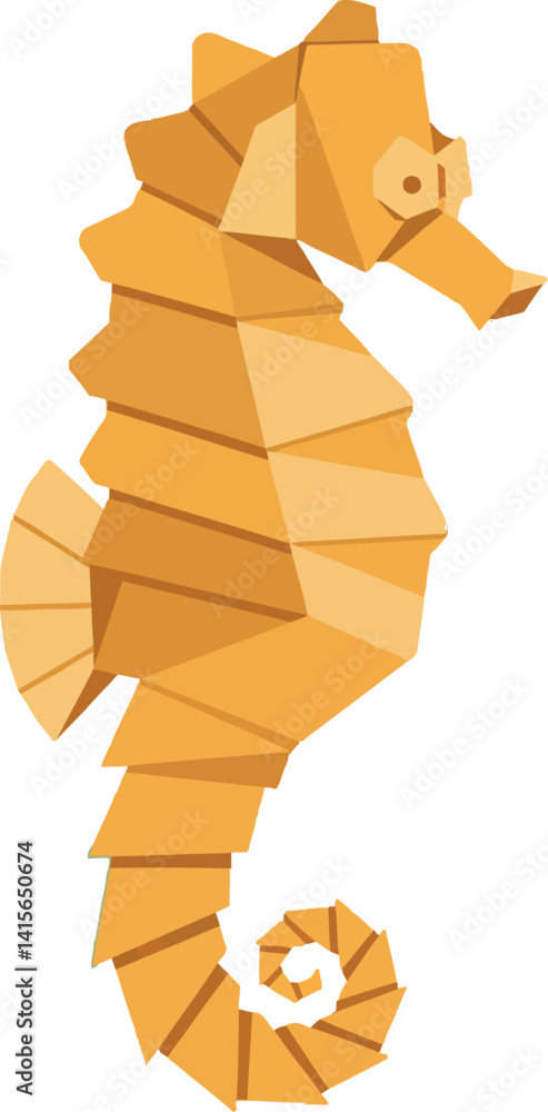 Poster orange geometric seahorse with angular shapes in flat design style minimal vector illustration