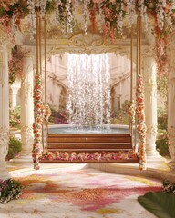 Luxurious Garden Swing with Floral Decor