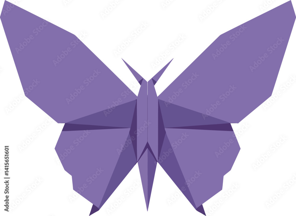 Aufkleber purple geometric butterfly with angular wings in minimal flat design vector illustration