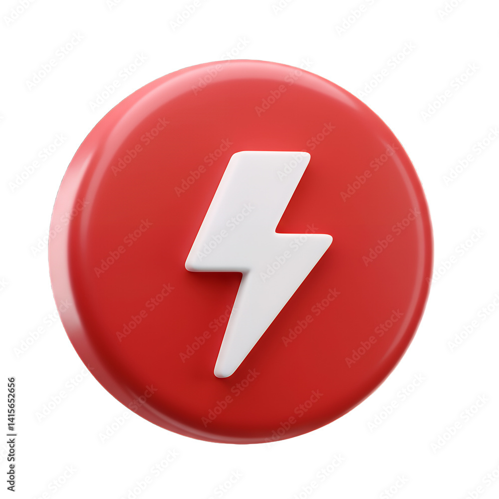 Poster lightning bolt on round red button - high-resolution icon