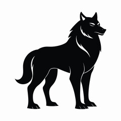 Silhouette of wolf on white background