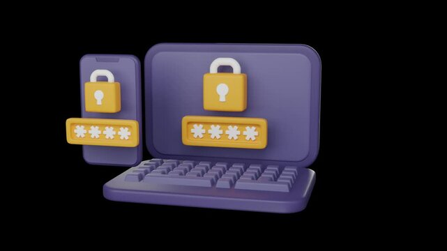 3D icon of a cyber security concept alpha loop