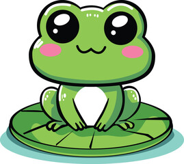 cute frog sitting in waterlily