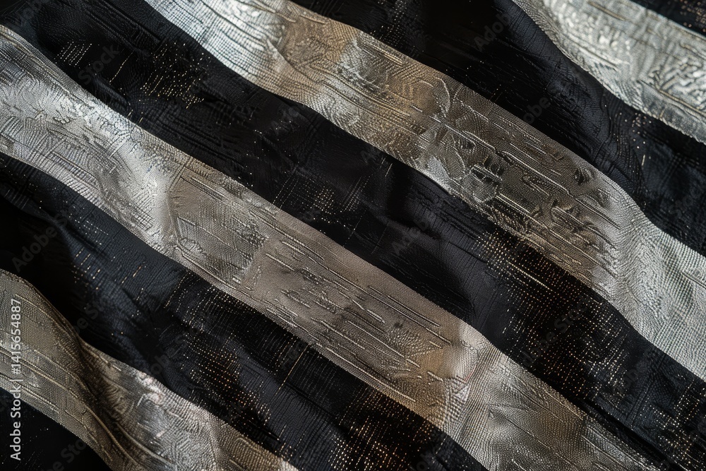 Aufkleber a close-up image showcasing the intricate texture of a fabric with contrasting black and metallic to