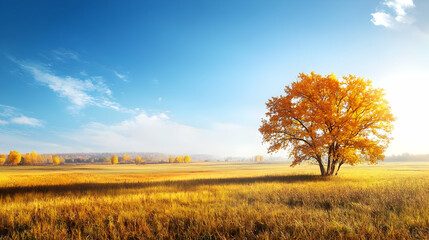 Golden Autumn Tree In A Field