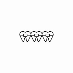 dental braces outline icon sign vector