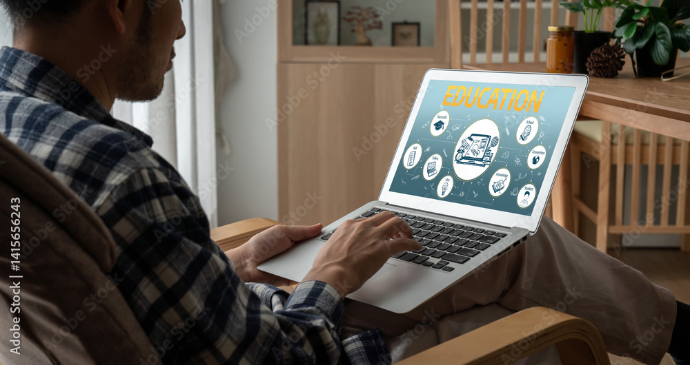 Poster e-learning website with sofware for student to study online on the internet network snugly
