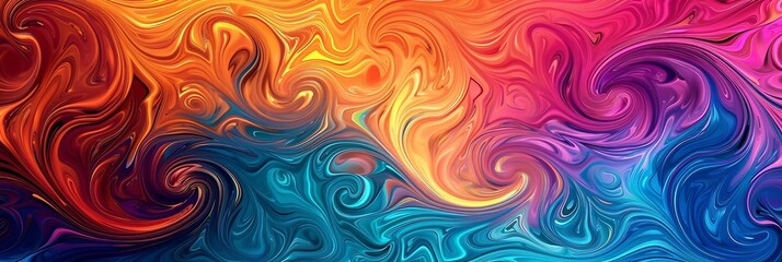 Obraz premium Vibrant abstract background texture of swirling, colorful paint, ink, or fluid creating a dynamic psychedelic pattern. Liquid art motion concept. 