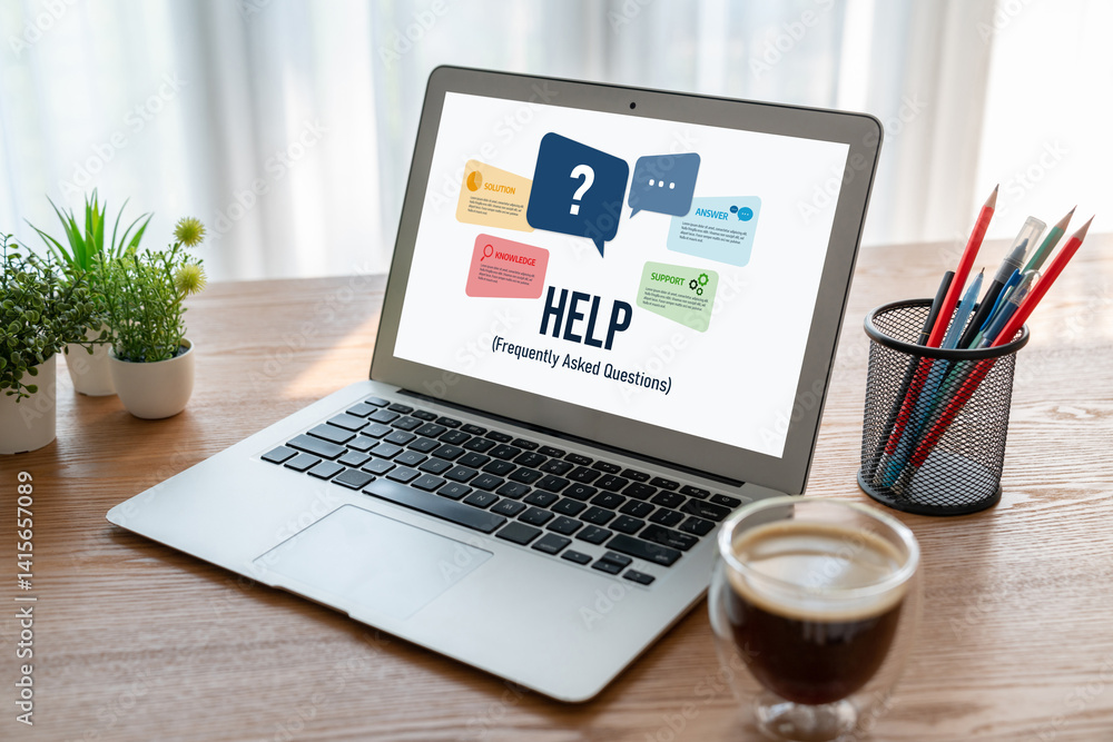 Poster help screen on the website provide answer to faq frequently asked question snugly with knowledge inf