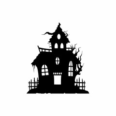 creative Silhouette haunted-house Icon Vector Illustration