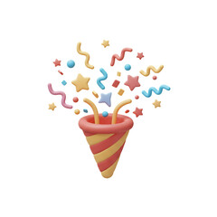 Popping Party Cracker with Colorful Confetti and Stars