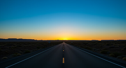 Naklejka premium Road stretching into the distance with wide open sky above