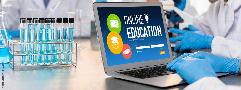 Poster e-learning website with brisk sofware for student to study online on the internet network