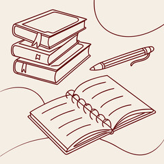 hand drawn vector illustration of books