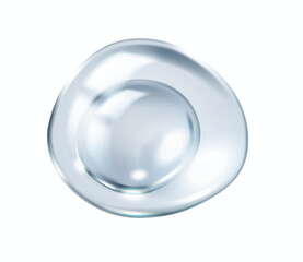 Transparent hyaluronic acid and collagen serum drop realistic vector illustration. Silver bubble for skincare 3d object on white background