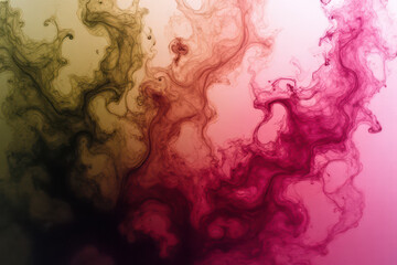 Fototapeta premium Mesmerizing Ink in Water Photography: Swirling Olive & Pink Patterns Create Dreamlike Organic Art