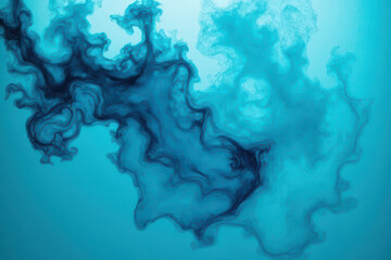 Mesmerizing Ink in Water: Teal & Light Sky Blue Swirls Create Dreamlike Patterns