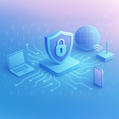 Illustration digitale flat style de cybersécurité et connectivité globale