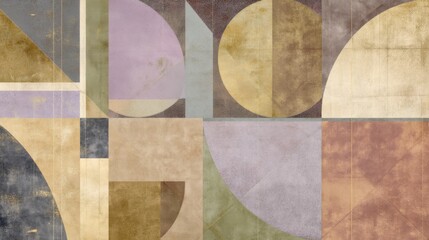 Abstract Geometric Art with Earth Tones and Soft Pastel Accents