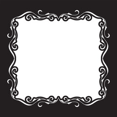 Calligraphic ornament blank frame illustration black and white