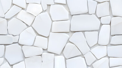 White stone mosaic tiles seamless pattern. Stone architecture backdrop