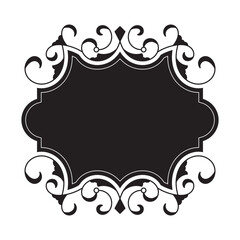 Calligraphic ornament blank frame illustration black and white