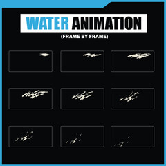 Water Splash, Shower Rain, Bubbles, Droplets, Drip, Flow, Wave, Burst, Explosion, Ripples, Curling Swirl – 2D Water FX Sprite Sheet Vector Pack for Games and Motion Graphics