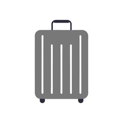 Minimalist Grey Suitcase Icon with Vertical Ridges
