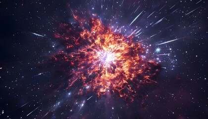 Fototapeta premium Vibrant Supernova Bursting With Color Amidst Starry Night Sky