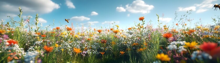 Obraz premium Biodiversity celebration wildflower meadow wellness organic healthcare springtime serenity nature's viewpoint
