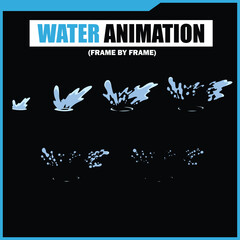 Water Splash, Shower Rain, Bubbles, Droplets, Drip, Flow, Wave, Burst, Explosion, Ripples, Curling Swirl – 2D Water FX Sprite Sheet Vector Pack for Games and Motion Graphics