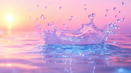 Water splash, sunrise hues