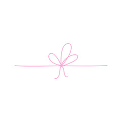 Hand drawn pink bow line