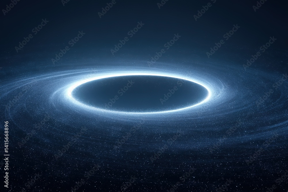Poster cosmic vortex with glowing ring and starry background creating a mesmerizing galactic atmosphere