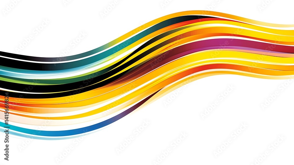 Poster colorful abstract waves design with smooth flowing lines for creative projects