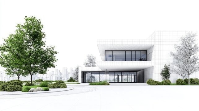 Modern house exterior design green landscape sustainable home architecture