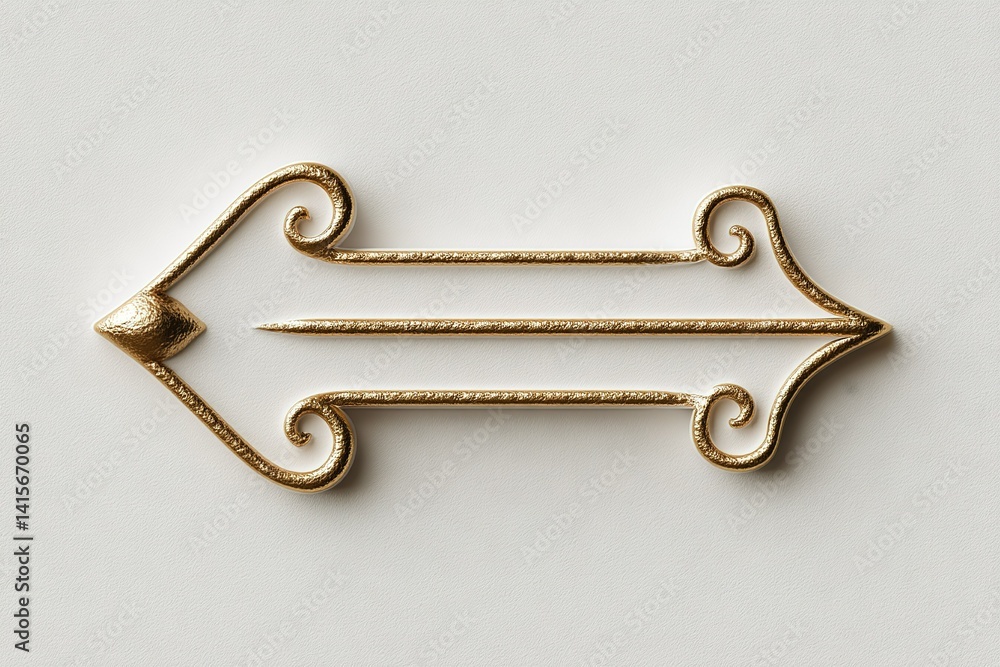 Poster decorative golden arrow design with elegant curves and points suitable for various artistic applicat