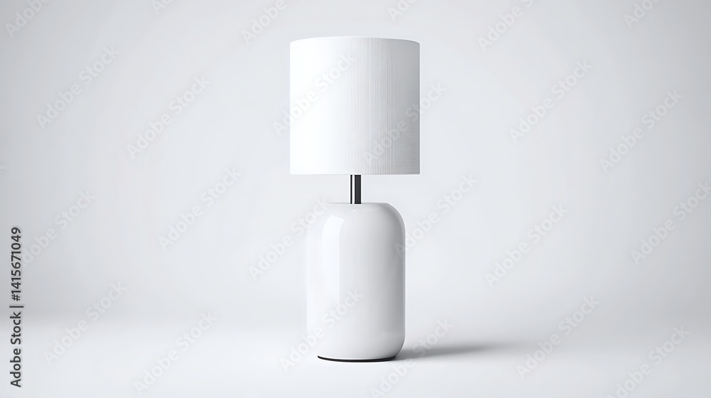 Poster modern minimalist white desk lamp with simple shade and clean design