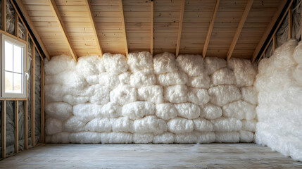 Insulated Attic Room With White Foam Wall