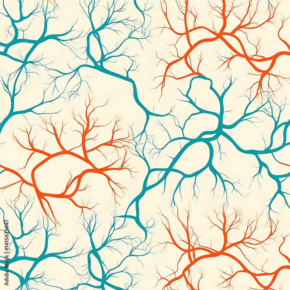 Poster colorful abstract tree branch pattern on light background for creative projects