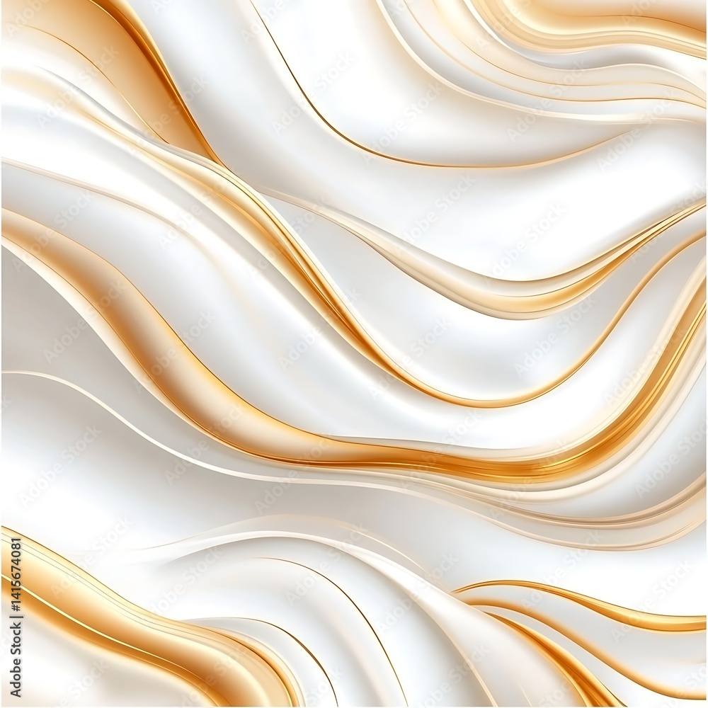 Poster elegant smooth waves of white and gold creating a luxurious abstract background