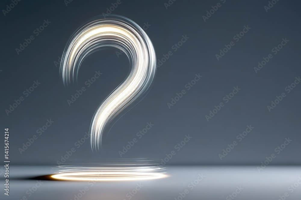 Canvas Prints creative light trail forming a question mark in a dimly lit environment