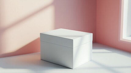 Cardboard box mockup on beige background. 3D rendering
