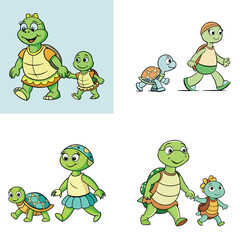 set of funny cartoon frogs