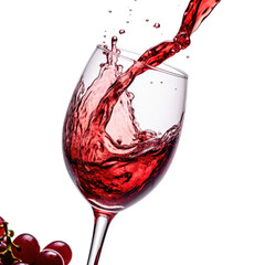 Pouring red juice into a beautiful glass isolated on transparent background.