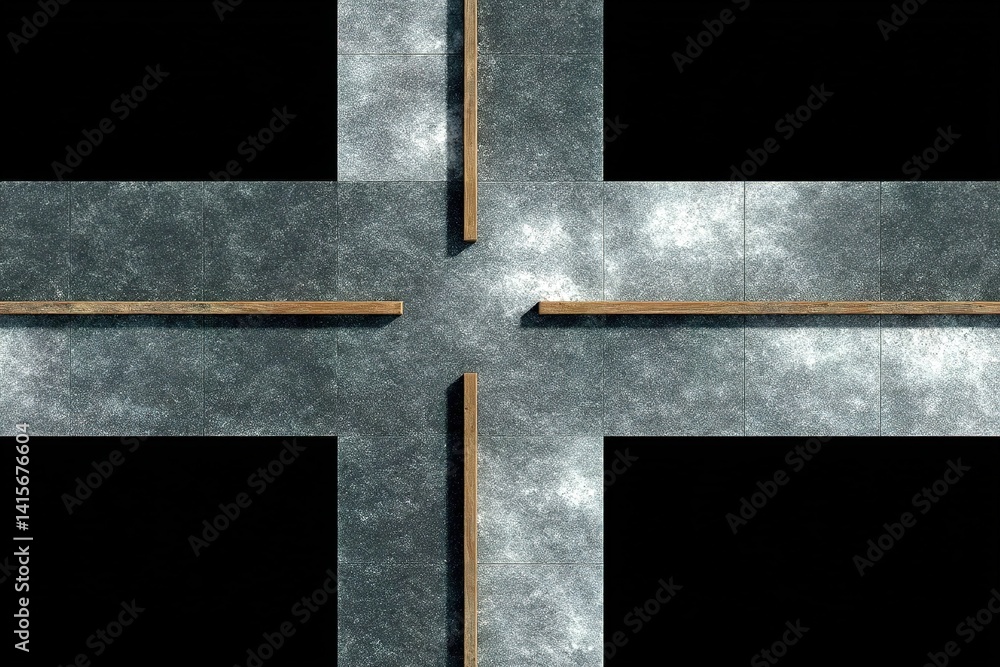 Poster modern architectural design featuring intersecting lines and textures in a minimalist style