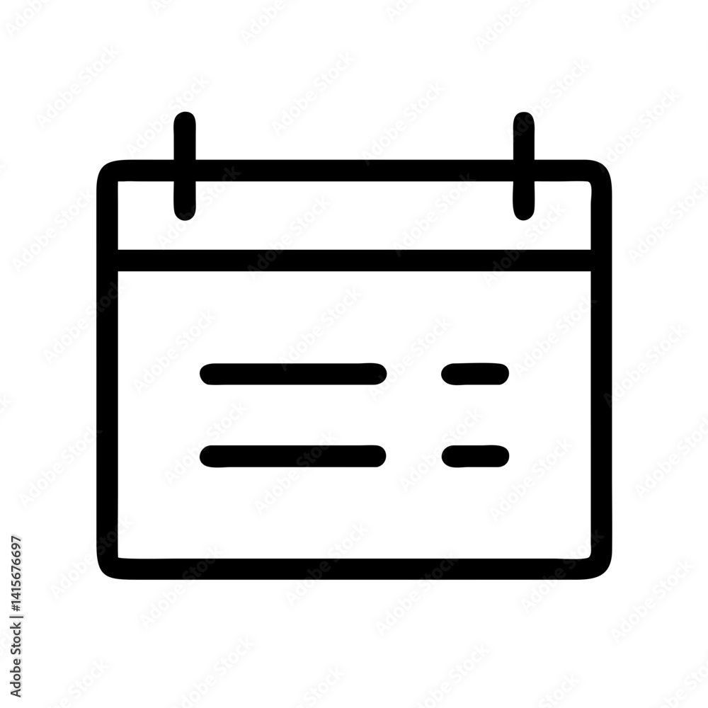 Poster calendar small grid with header bar outline - flat stroke icon for apps and websites